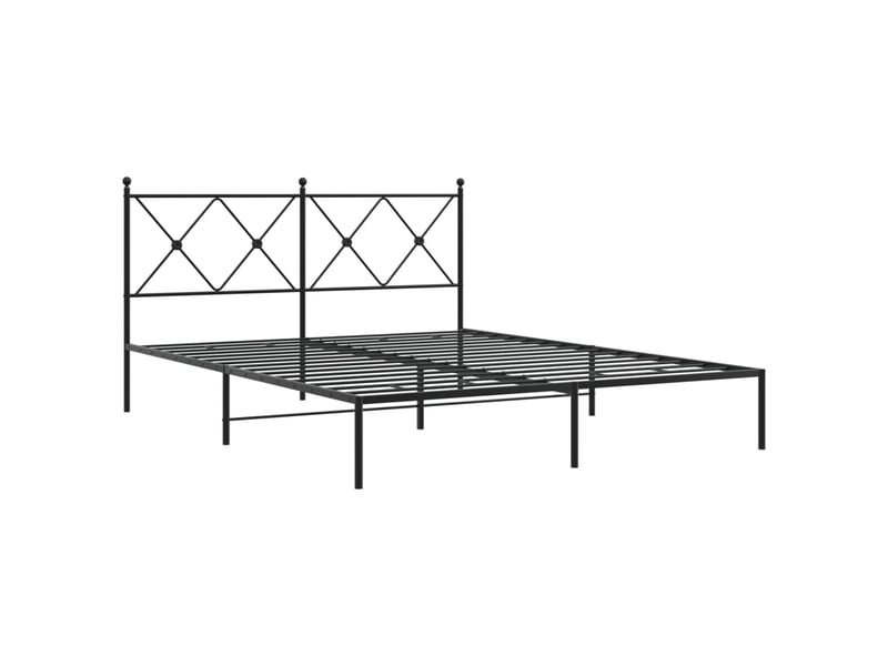  Lit double- lit adulte -  cadre de lit métal sans matelas et tête de lit noir 160x200 cm  - Conforama B