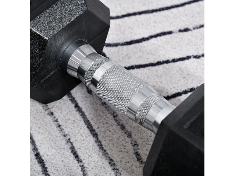  Haltères hexagonaux 2 x 8 kg 30,5 cm – noir – paire antiroulis à poignée moletée en métal et caoutchouc  - Conforama D
