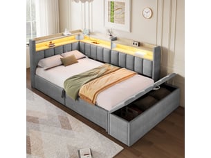 Lit banquette 90x200 cm <strong>MODERNLUXE</strong> <strong></strong> coloris gris