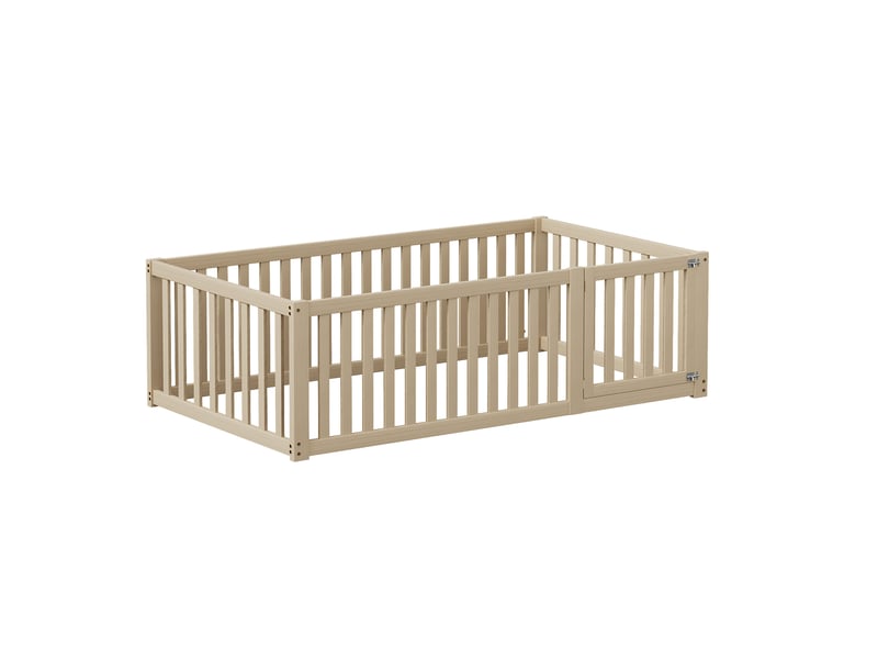 Lit enfant 90x200 cm cadre en bois avec barrière et porte ORFRN623P191815N - Conforama A
