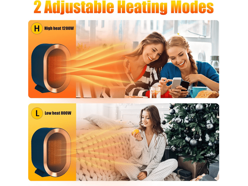 Chauffage électrique d'intérieur, petit chauffage portable pour bureaux, terrasses, garages, maisons, avec protection contre la surchauffe, 800 w, bleu - Conforama B