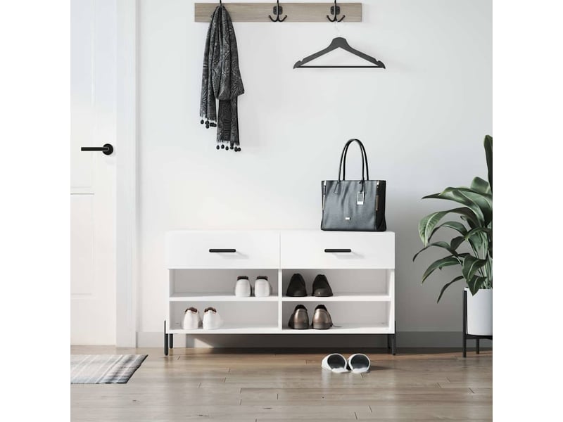  Banc à chaussures, meuble à chaussures blanc 102x35x55 cm bois d'ingénierie shl2783  - Conforama B