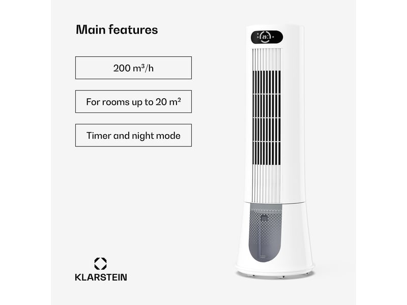 Klarstein frost rafraîchisseur d'air 200 m³h 7l 20 m² 2 packs de refroidissement 4 modes 45w blanc  - Conforama B