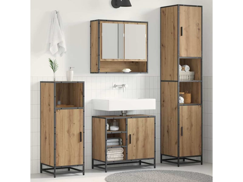 Ensemble de mobilier de salle de bain 3 pièces chêne artisanal cf64446 - Conforama B