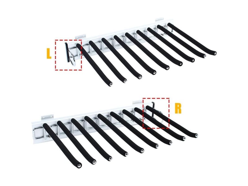  Porte-pantalon coulissant à 9 bras pour placard, barre de suspension en acier inoxydable, rail de suspension extensible pour pantalon, serviette, pantalon, cravate, 32.6cm46cm (standard 072b (gauche)  - Conforama C