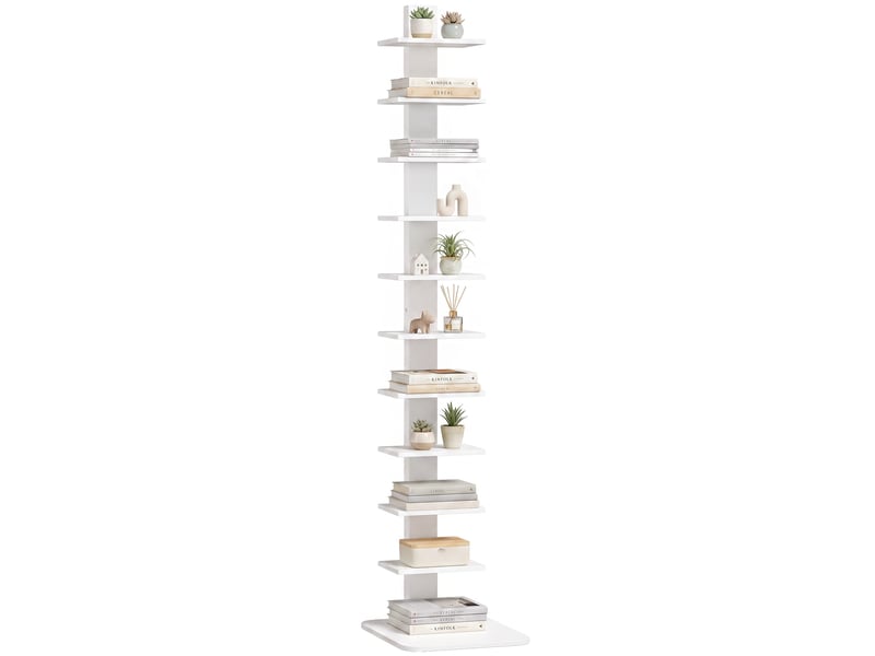  Bibliothèque moderne à 11 niveaux, style industriel, gain de place, 34,5 x 41,5 x 163,5 cm, blanche  - Conforama A