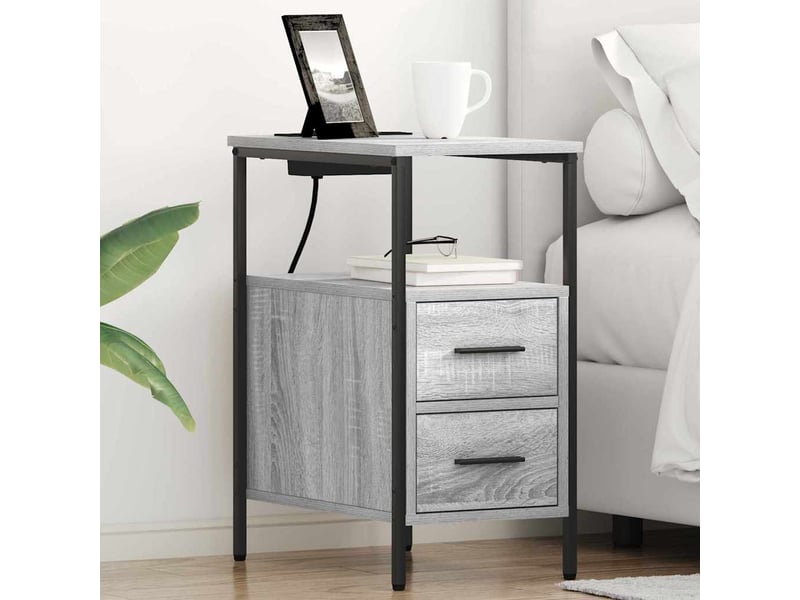 Table de chevet avec tiroir 2 pièces gris sonoma 30 x 48 x 61 cm - Conforama B