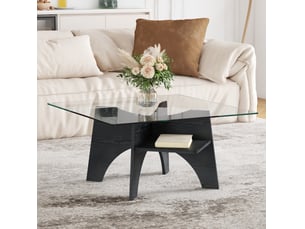 Table basse carré(e) coloris noir <strong>WISHDOR</strong> <strong></strong> - 80 cmx80 cm