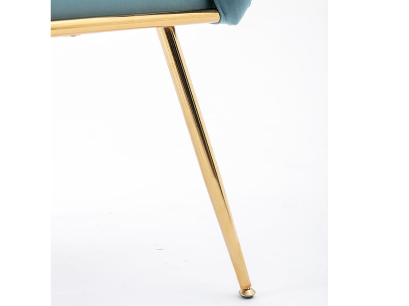  Fauteuil d'appoint 58 x 59 cm – bleu – velours rembourré, accoudoirs et piètement en métal doré moderne  - Conforama E