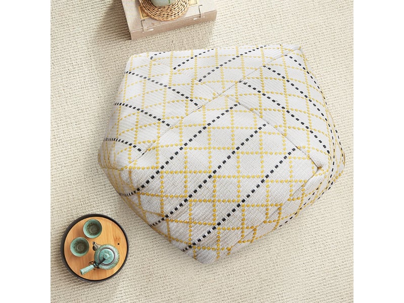  Vercart pouf jaune moderne - 53 x 53 x 20 cm TT0000769K0062831 - Conforama B