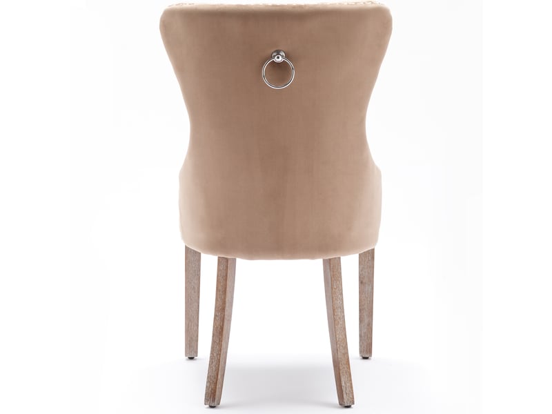  Chaise salle à manger knocker marron lot de 2, velours, clous, pieds bois massif  - Conforama E