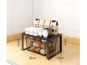 Étagère de rangement cuisine 30x20x15 cm – noire, organisateur gain de place