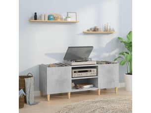 Armoire à disques gris béton 121x38x48 cm bois d'ingénierie