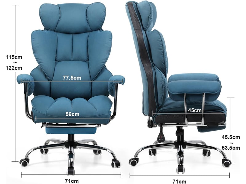 Gtplayer chaise de jeu en tissu, ergonomique, avec repose-pieds extensible, pivotante, 180 kg, bleu GT200-BLUE - Conforama B