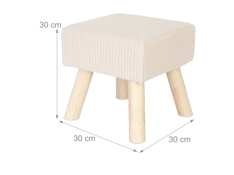 Pouf carré pratique décoratif 30 x 30 x 30 cm assise rembourrée élégante en velours côtelé beige 13_0017713  - Conforama B