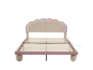 Lit 2 places 140x200 cm coloris beige