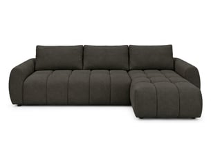 Canapé d'angle réversible convertible BOBOCHIC FUJI 3 places Tissu gris avec coffre de rangement
