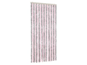 Rideau anti-mouches, moustiquaire gris argenté et rose 90x220 cm chenille cf43529