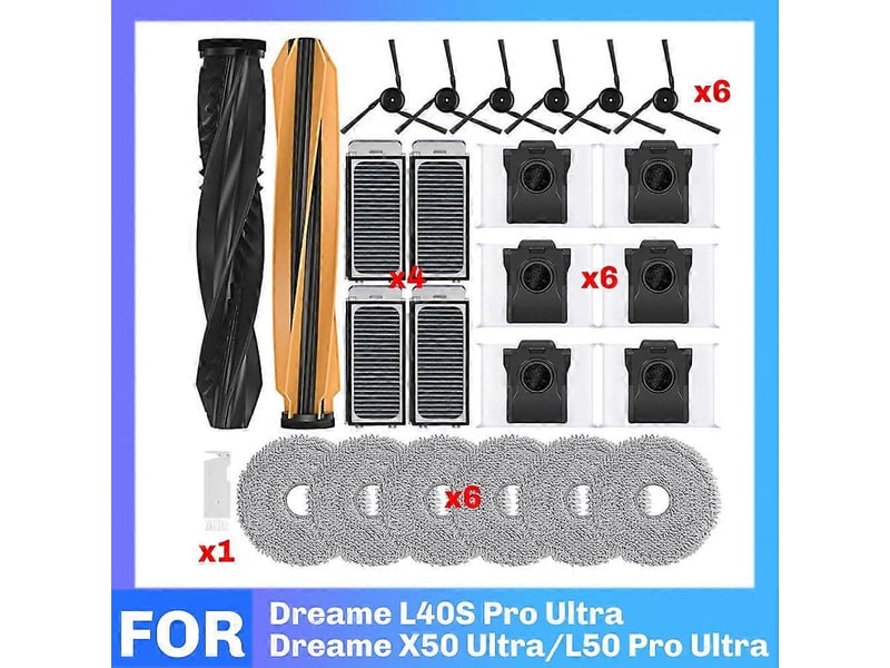  For dreame x50 ultral50 pro ultradreame l40s pro ultra part main side brush filter mop cloth dust bags accessories  - Conforama B