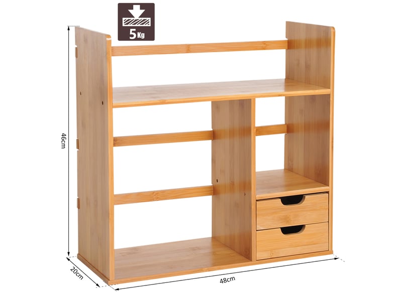  Étagère livre bureau bibliothèque stockage organisateur bureau cuisine salle de bain bois de naturel bambou  - Conforama C