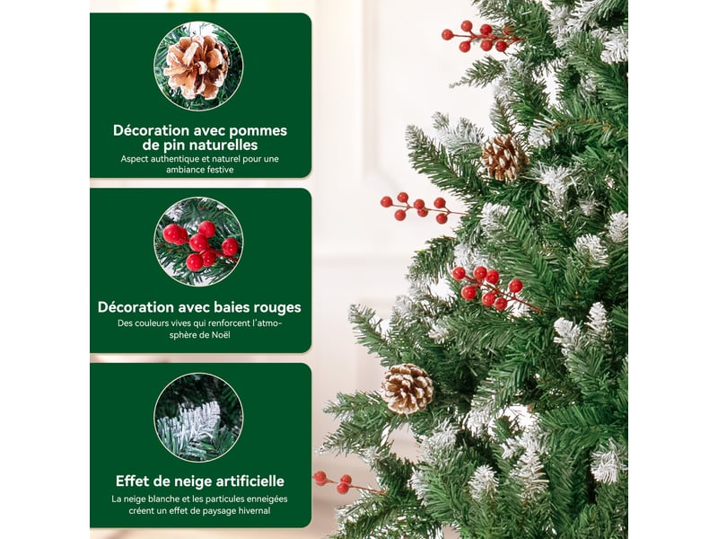  Homavo xms-t2 sapin de noël artificiel 180 cm – sapin de noël de 180 cm, adapté à la maison, au jardin, aux centres commerciaux, aux hôtels, aux fêtes et à d’autres décors de noël.  - Conforama D
