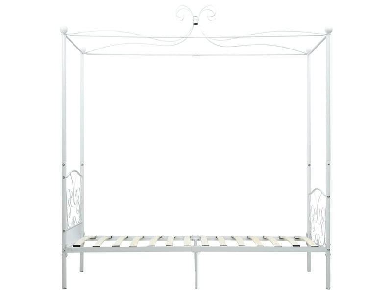  Lit adulte, lit simple, cadre de lit à baldaquin sans matelas blanc métal 90x200cm cf34  - Conforama D