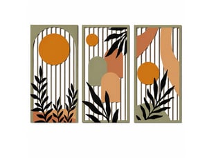 Ensemble de 3 tableaux abstraits bohèmes – décoration murale – décoration murale en bois (20 x 40 cm, environ 0,5 cm d'épaisseur)