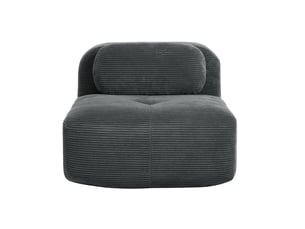 Canapé droit - velours côtelé - gris - pour salon et séjour