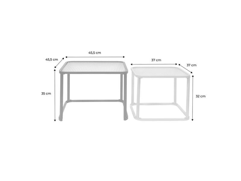  Tables gigognes métal et verre strié bordeaux et écru - tano  - Conforama D