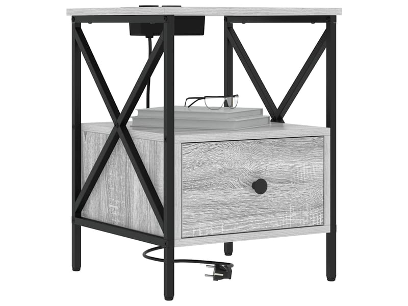  Table de chevet - cabinet de chevet - table de nuit 2 pièces gris sonoma 41,5 x 40,5 x 55 cm  - Conforama B