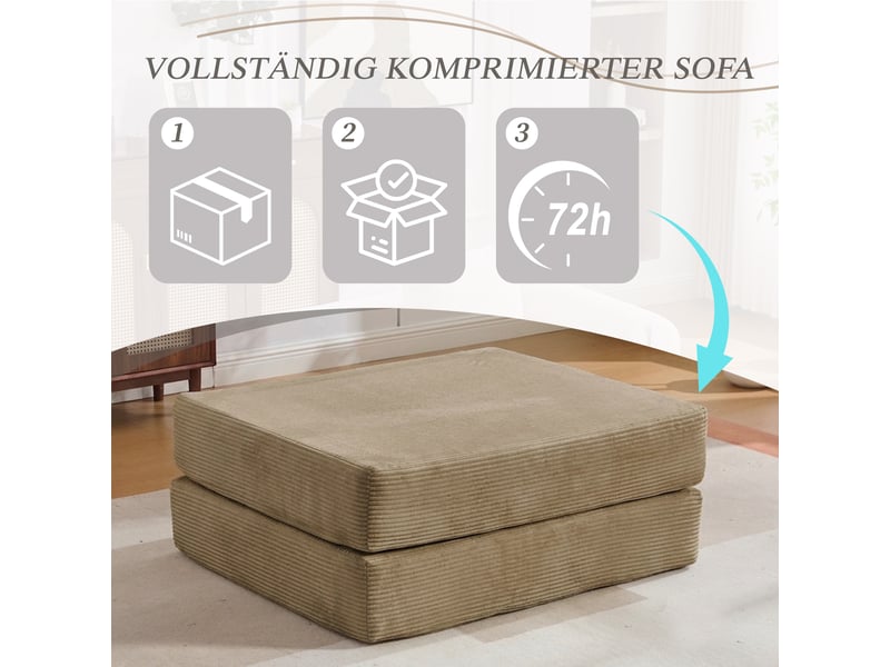  Tabouret de compression en velours côtelé doux et doux pour la peau. Avec 2 blocs de mousse haute densité pour un grand confort. Dépliable en un HFSN-1281KH - Conforama E