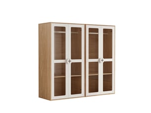 Lot de 2 armoires enfant avec penderie et portes en acrylique transparent, bois et blanc, 160x50x150 cm