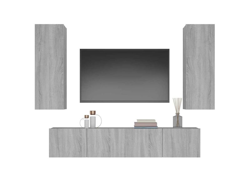  Ensemble de meubles tv 4 pcs sonoma gris bois d'ingénierie shl52548  - Conforama C