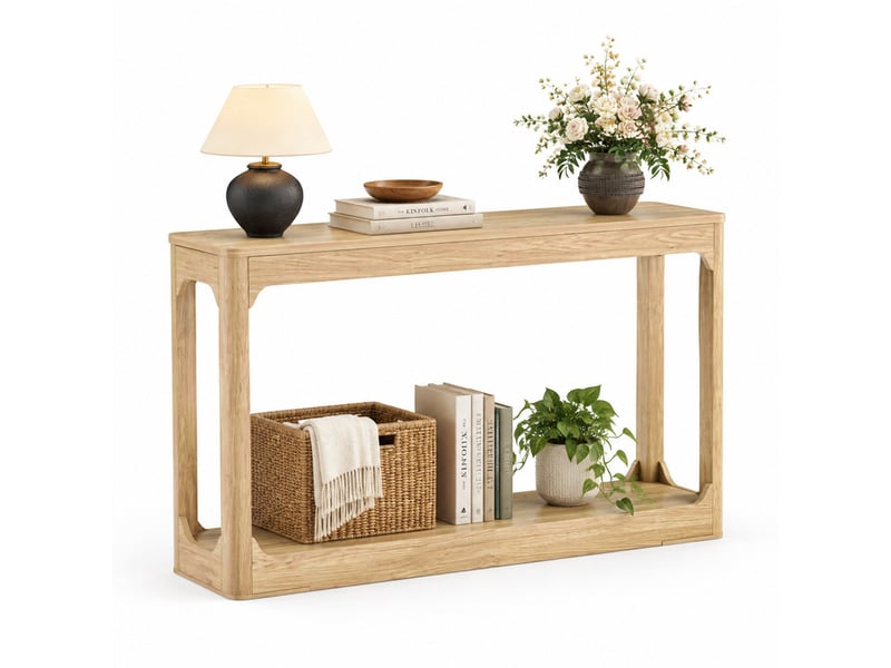  Console 140x30x79 cm en mdf avec rangement naturel chicfurn  - Conforama A