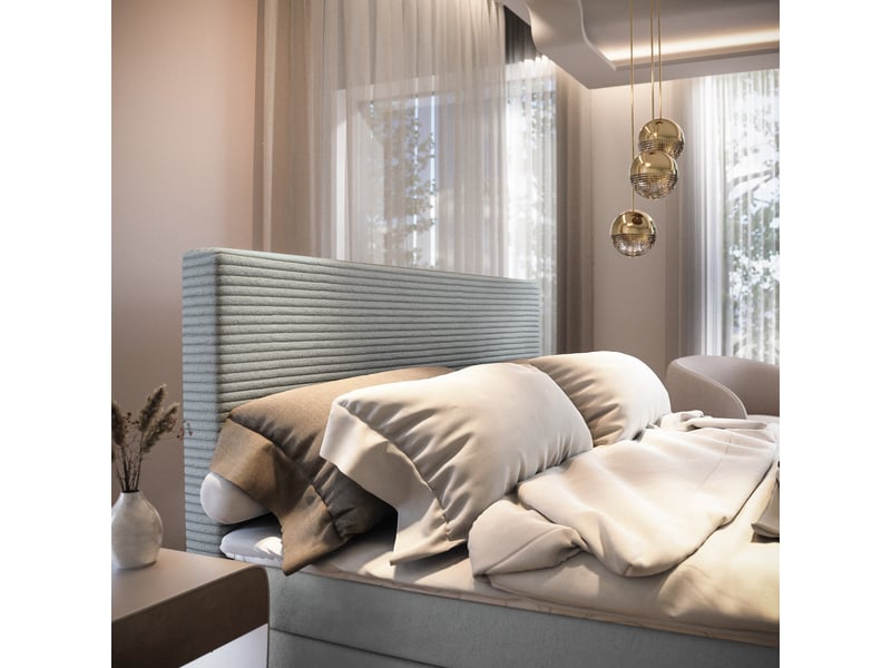  Boxspring giarro 200x200 cm, lit complet avec matelas, gris  - Conforama D