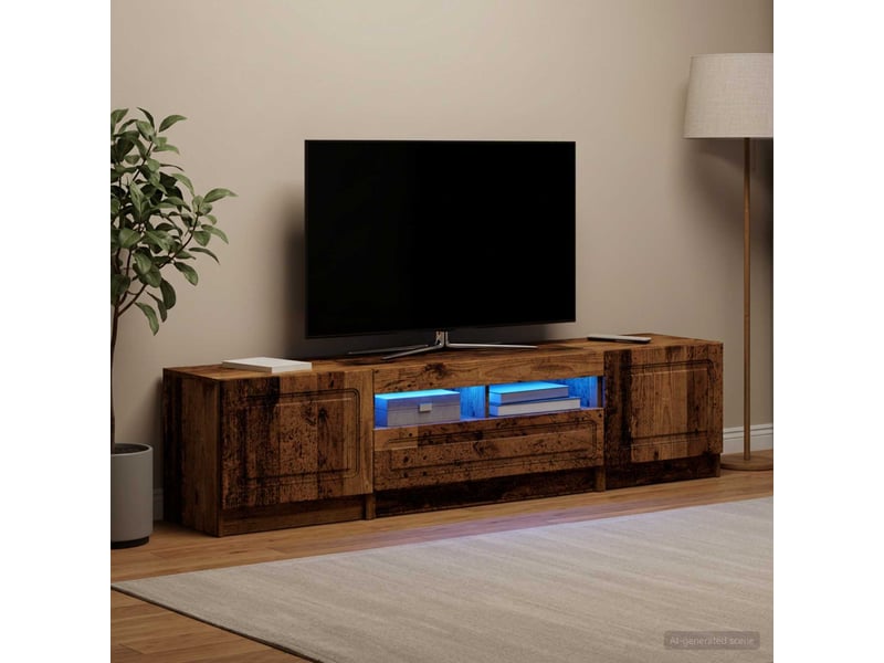  Meuble tv - banc tv - meuble de rangement led utrecht 3 pcs bois ancien bois d'ingénierie  - Conforama C