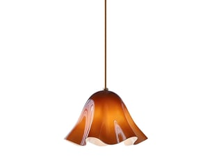 Suspension en verre ondulé en forme de fleur, douille e27, cordon réglable 150 cm, lampe suspendue pour cuisine et salle à manger, ambre