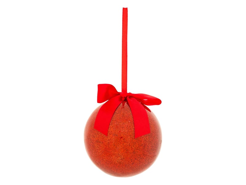  Lot de 14 boules de noël pailletées nœud 21cm rouge  - Conforama E