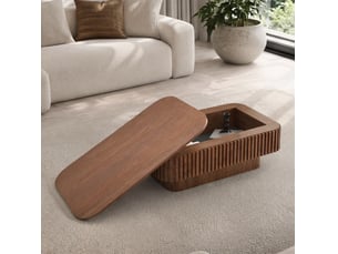 Table basse rectangulaire coloris bois foncé TCQPZ  - 60 cmx98 cm