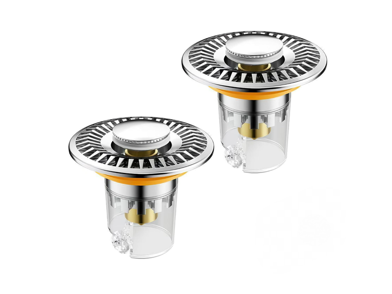  Bouchon de lavabo de salle de bain, 2 pièces, argenté (pour trou de lavabo de diamètre 28-31 mm 33-40 mm)  - Conforama A