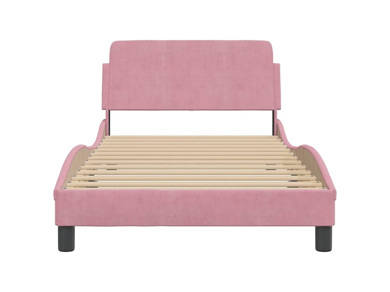  Lit simple- lit adulte -  cadre de lit avec tête de lit dover rose 100x200cm velours  - Conforama C