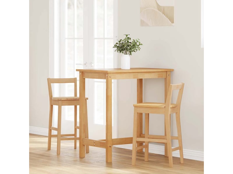  Lot de 2 tabouret de bar, chaise de bar en bois massif naturel et caoutchouc shl21225  - Conforama C