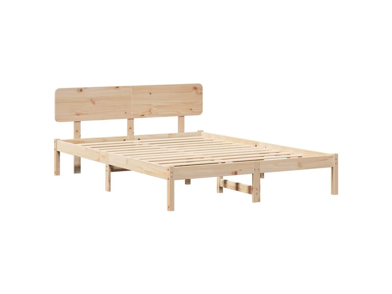 Lit double- lit adulte - cadre de lit avec tête de lit naturel 200 x 200 cm pin massif - Conforama C