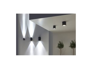 Leds c4 cosmos applique murale extérieure 9 cm, éclairage haut et bas, led gris urbain 12,7 w 2700 k, ip66, interrupteur marchearrêt