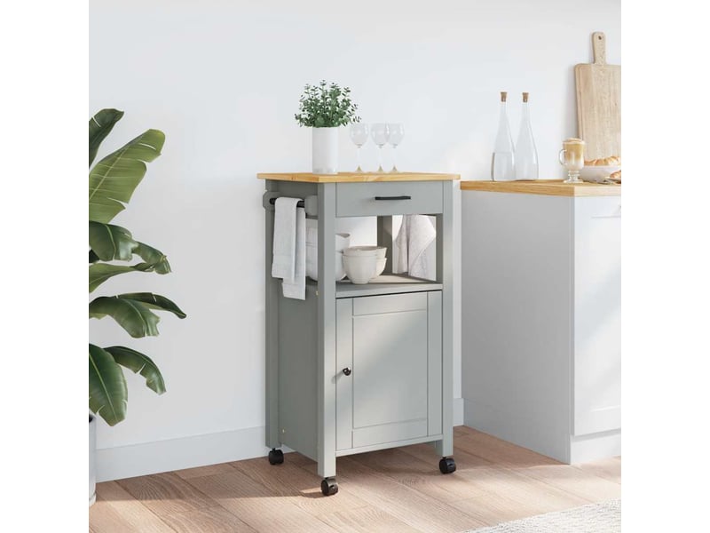  Desserte de cuisine, chariot de rangement monza 48x40x88,5 cm bois massif de pin shl92678  - Conforama C