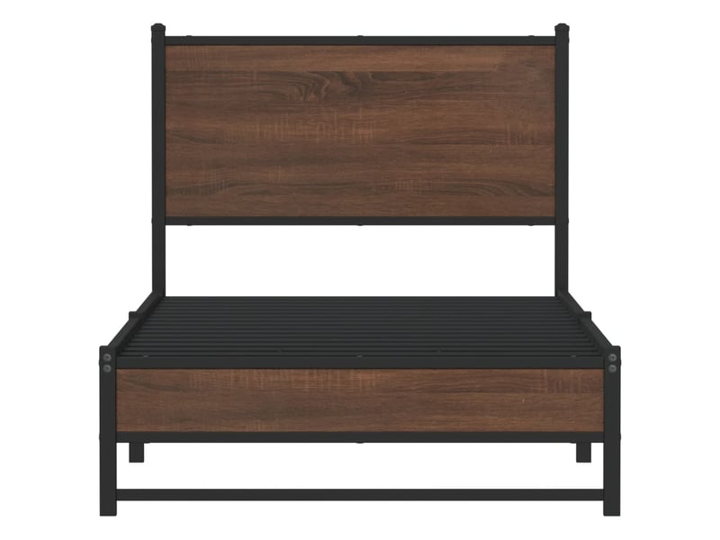  Lit simple- lit adulte -  cadre de lit en métal sans matelas chêne marron 80x200 cm  - Conforama D