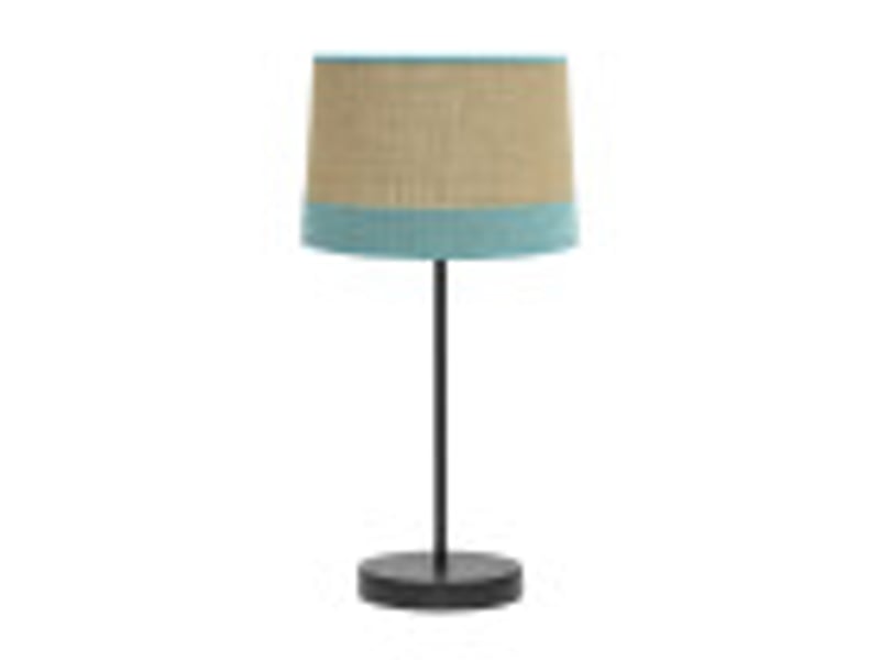  Fabrilamp tietar lampe à poser noire, écrue et turquoise en toile de jute et lin, 1 x e14, 44 cm 186671048 - Conforama B