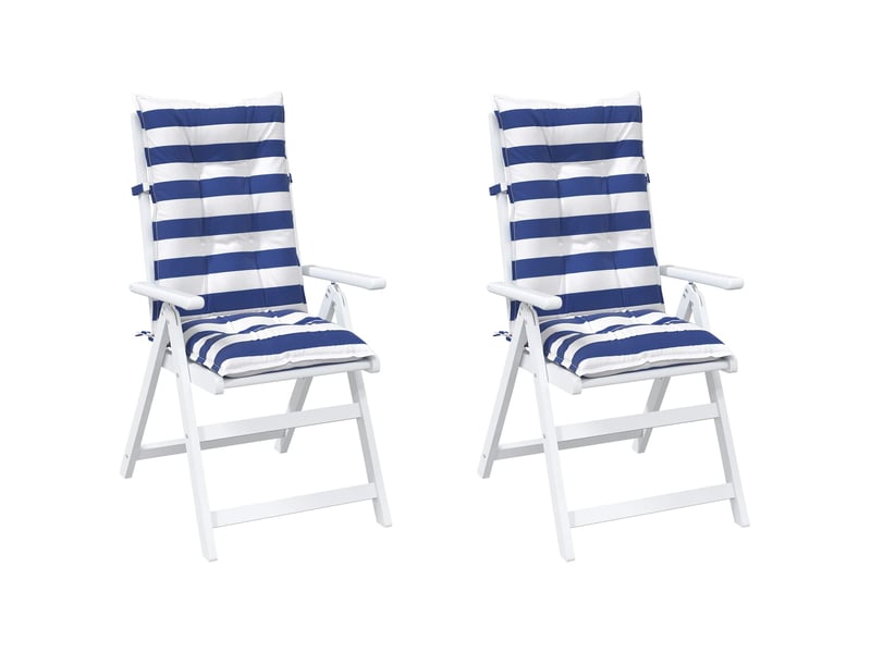 Lot de 2 coussins d'extérieur, coussins de chaise tissu bleu et blanc 120 x 50 x 7 cm cf56399 - Conforama C