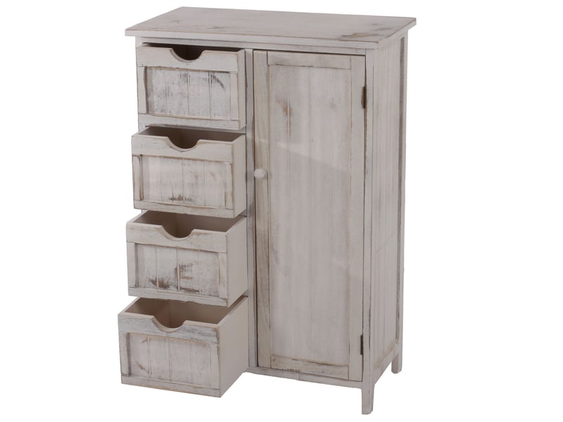  Commode, armoire, 82x55x30cm, shabby chic, vintage - blanc  - Conforama D