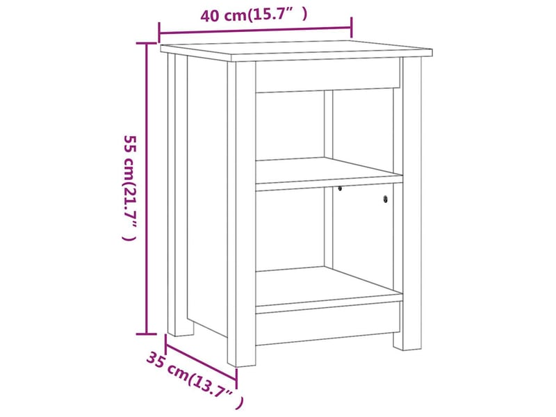  Table de chevet - cabinet de chevet - table de nuit marron miel 40x35x55 cm bois de pin solide  - Conforama E